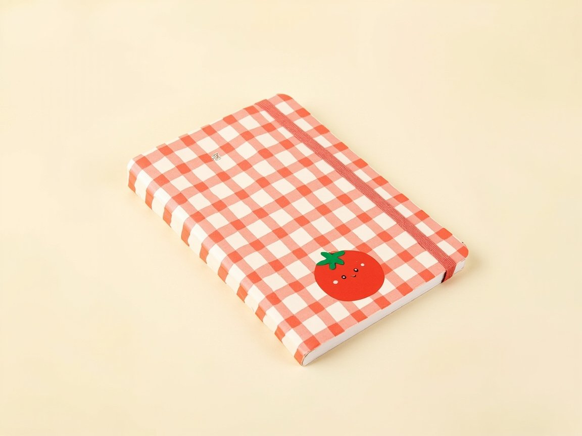 Tomato Gingham Check Notebook